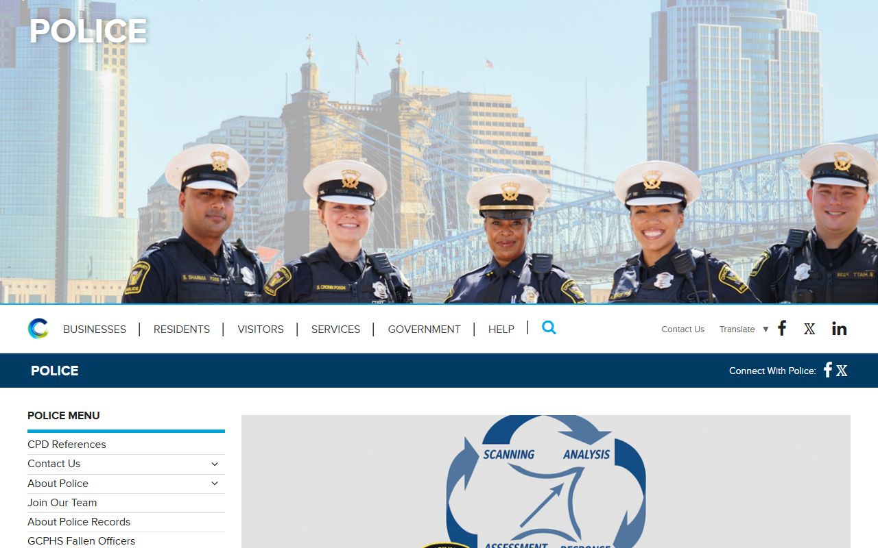 Cincinnati Police Department website for Cincinnati police blotter records
