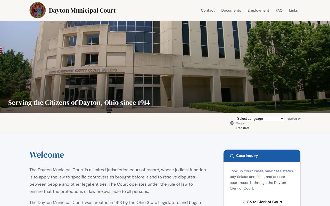 Dayton Municipal Court for Dayton police blotter case lookups