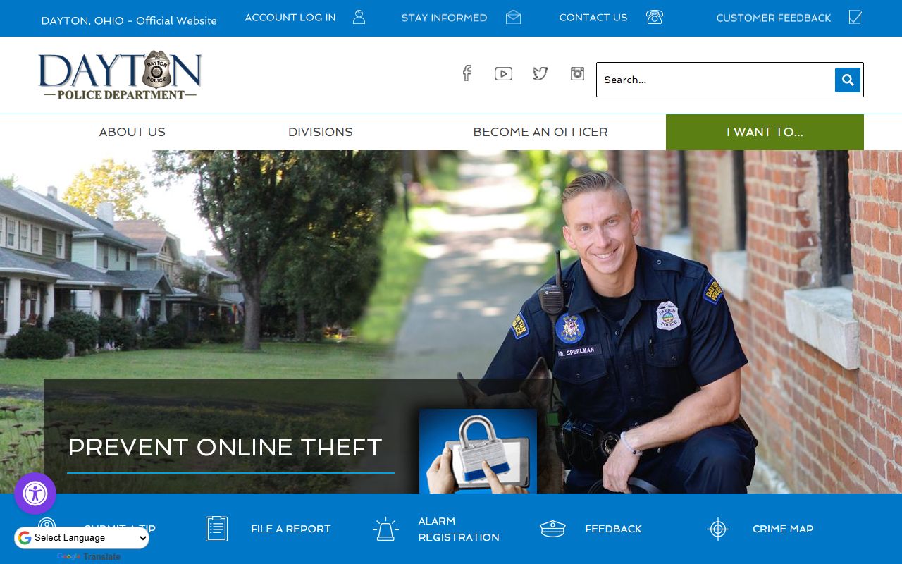 Dayton Police Department website for Dayton police blotter records