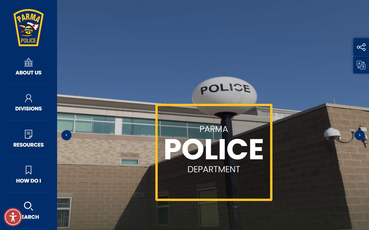 Parma Police Department website for Parma police blotter records