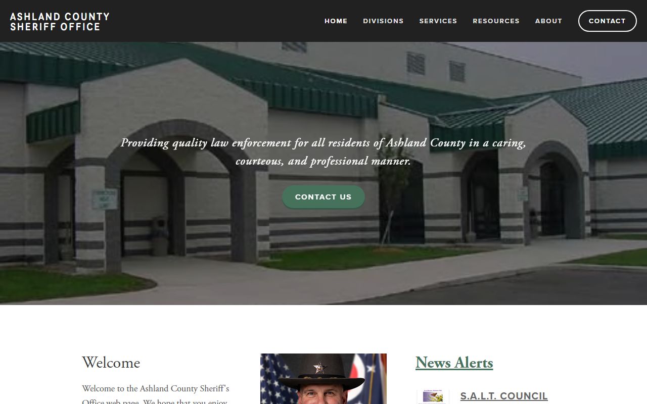 Ashland County Sheriff's Office website for police blotter records