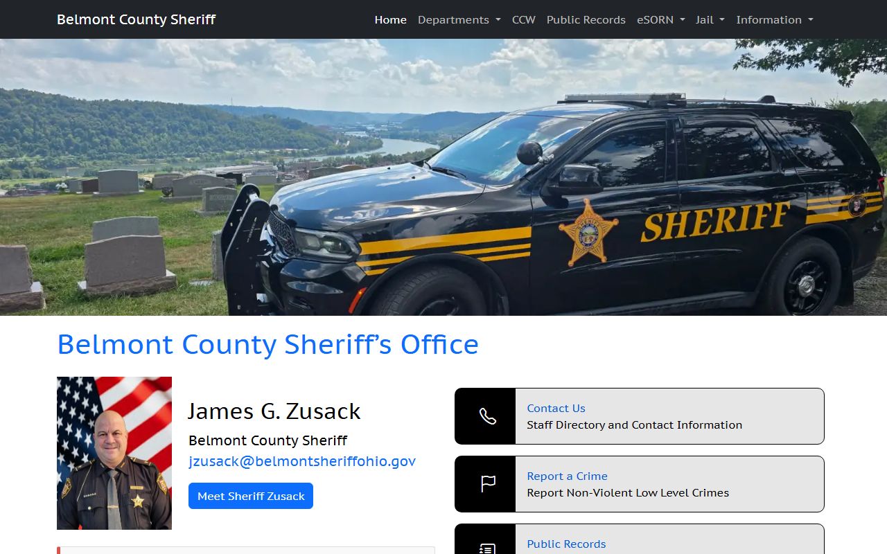 Belmont County Sheriff's Office website for police blotter records