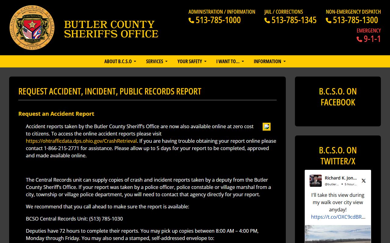 Butler County records request portal for police blotter records