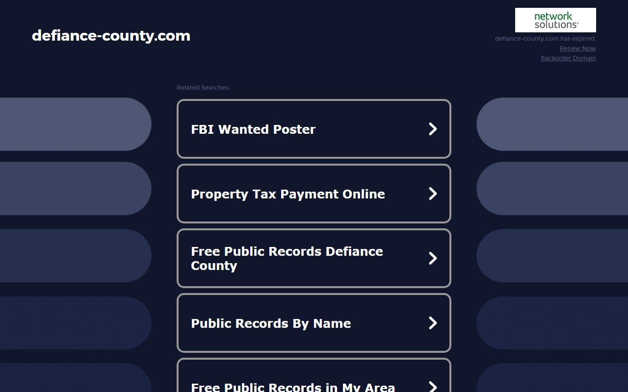Defiance County Sheriff's Office website for police blotter records