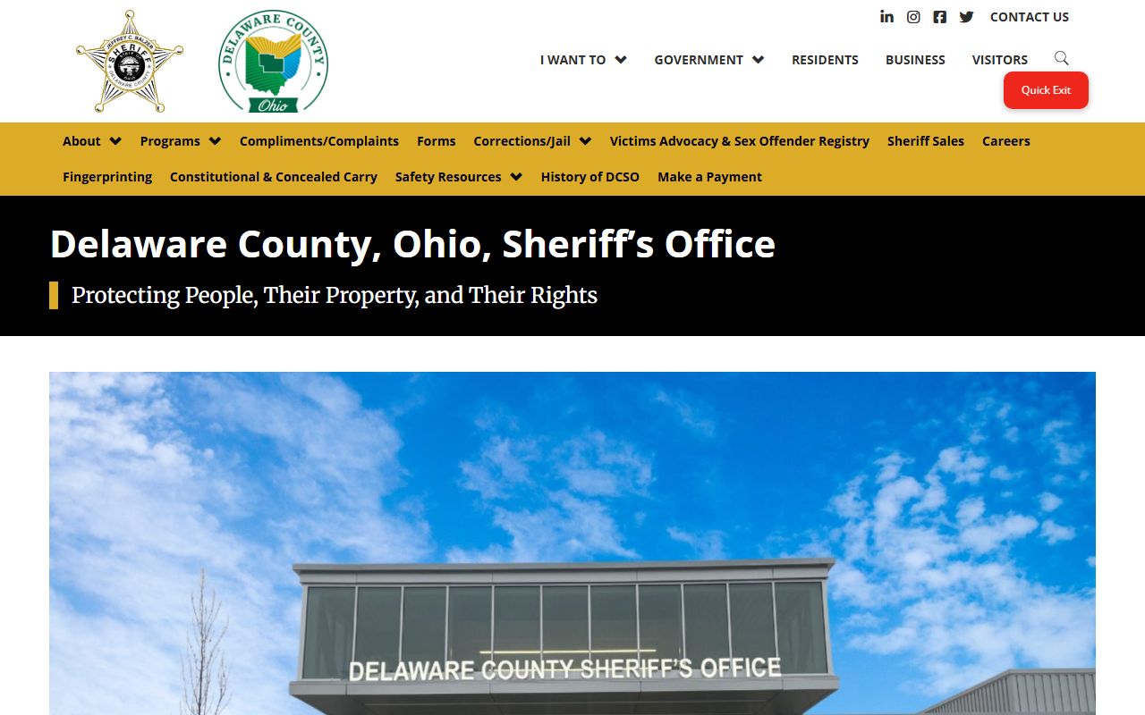 Delaware County Sheriff's Office website for police blotter records