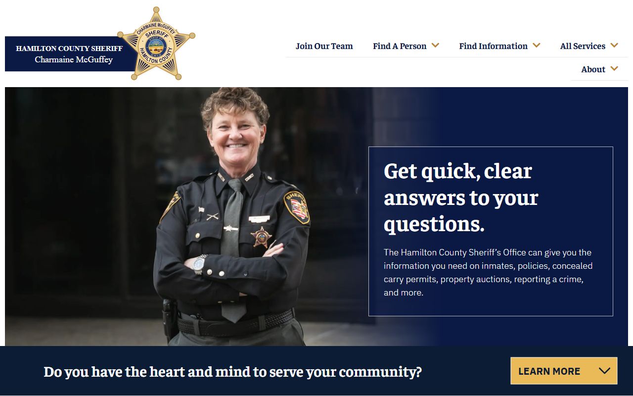 Hamilton County Sheriff's Office website for police blotter records