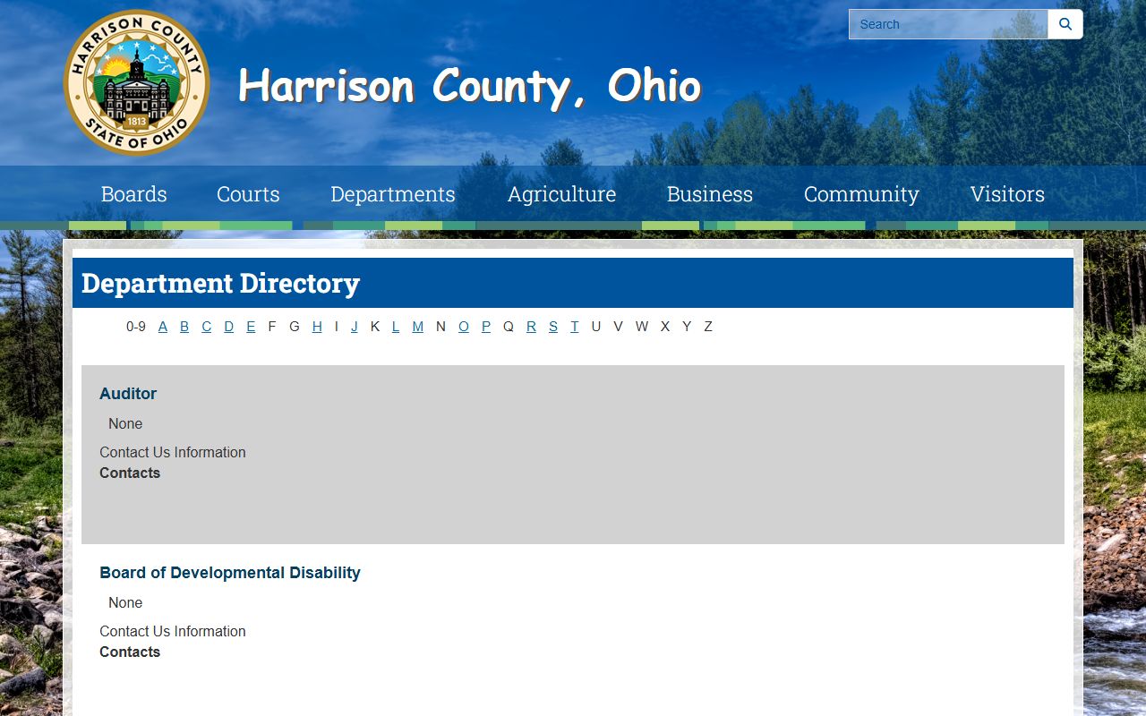 Harrison County Clerk of Courts page for police blotter court records