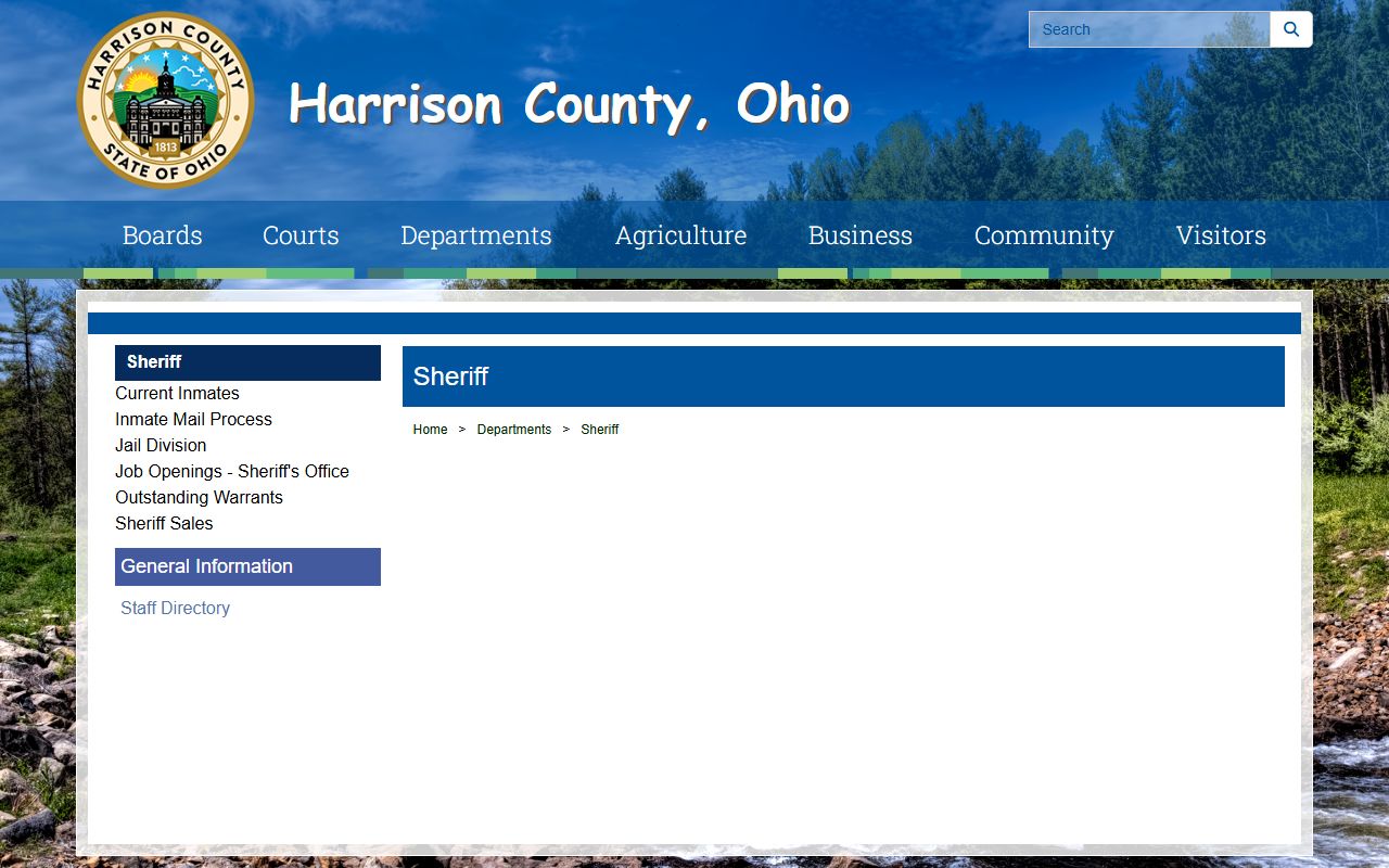 Harrison County Sheriff's Office website for police blotter records