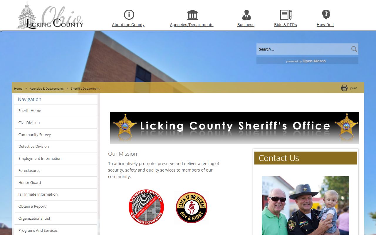 Licking County Sheriff's Office website for police blotter records