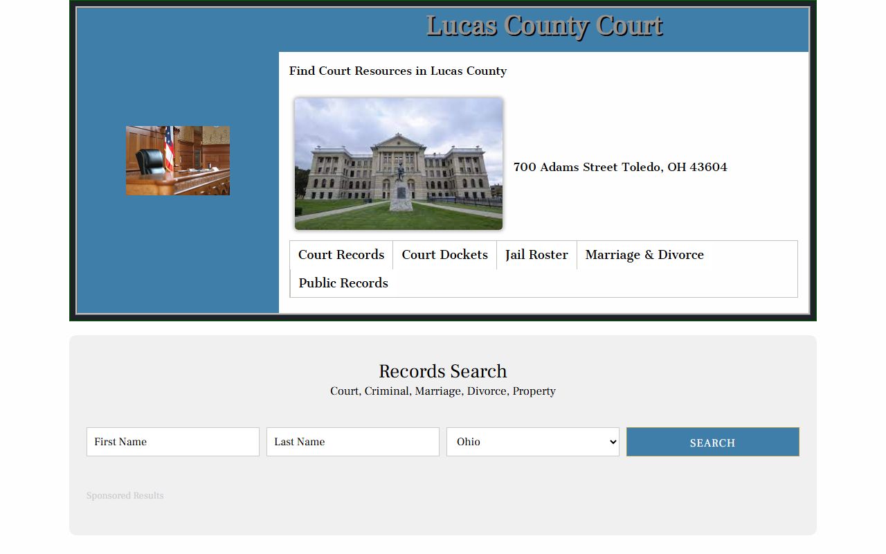Lucas County Clerk of Courts website for police blotter court records