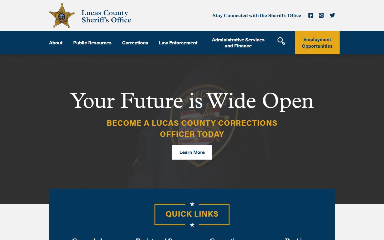 Lucas County Sheriff's Office website for police blotter records