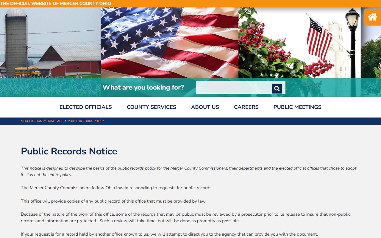 Mercer County public records page for police blotter data requests