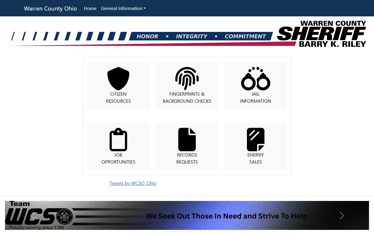 Warren County Sheriff's Office page for Warren County police blotter records