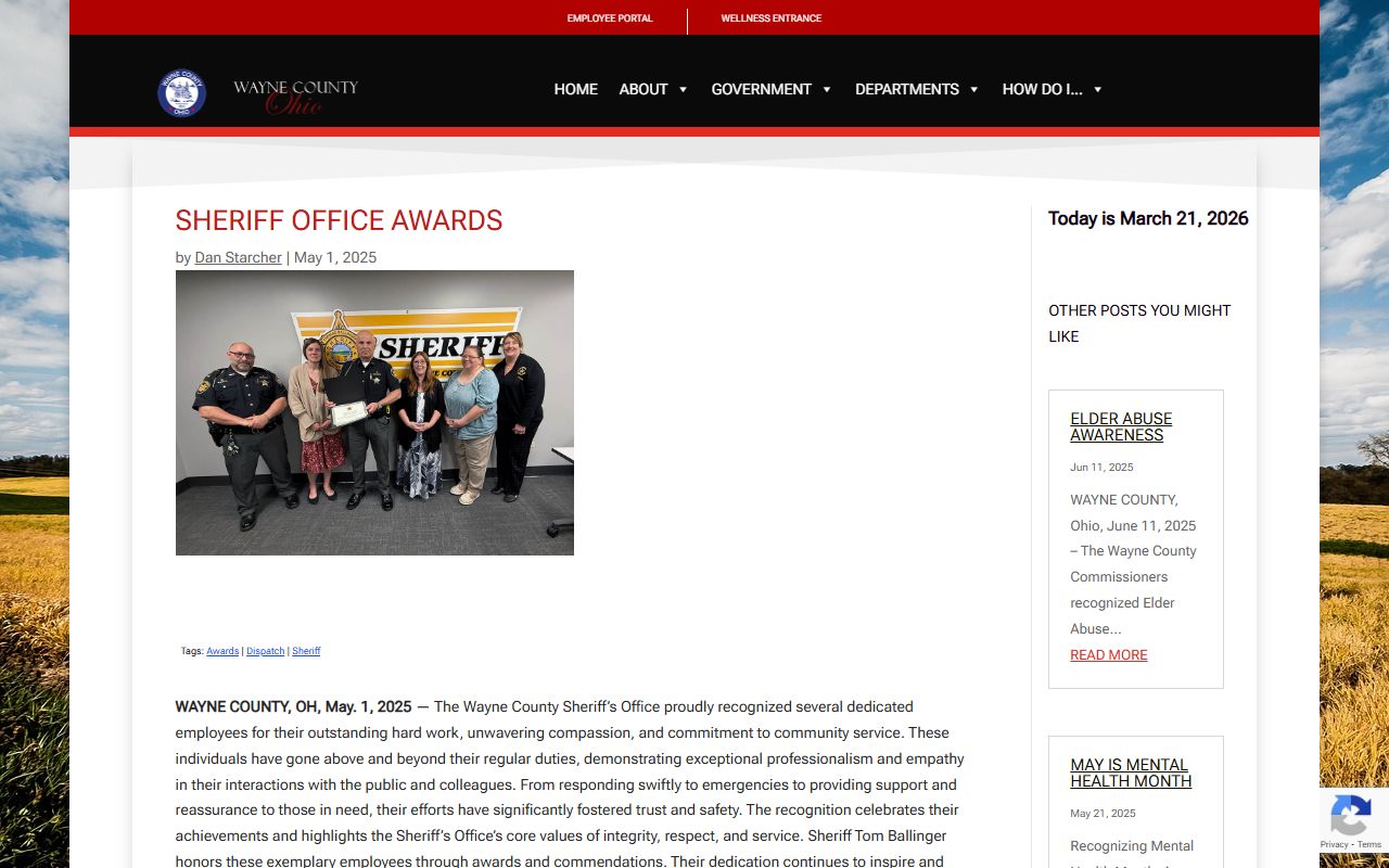 Wayne County Sheriff's Office page for Wayne County police blotter records