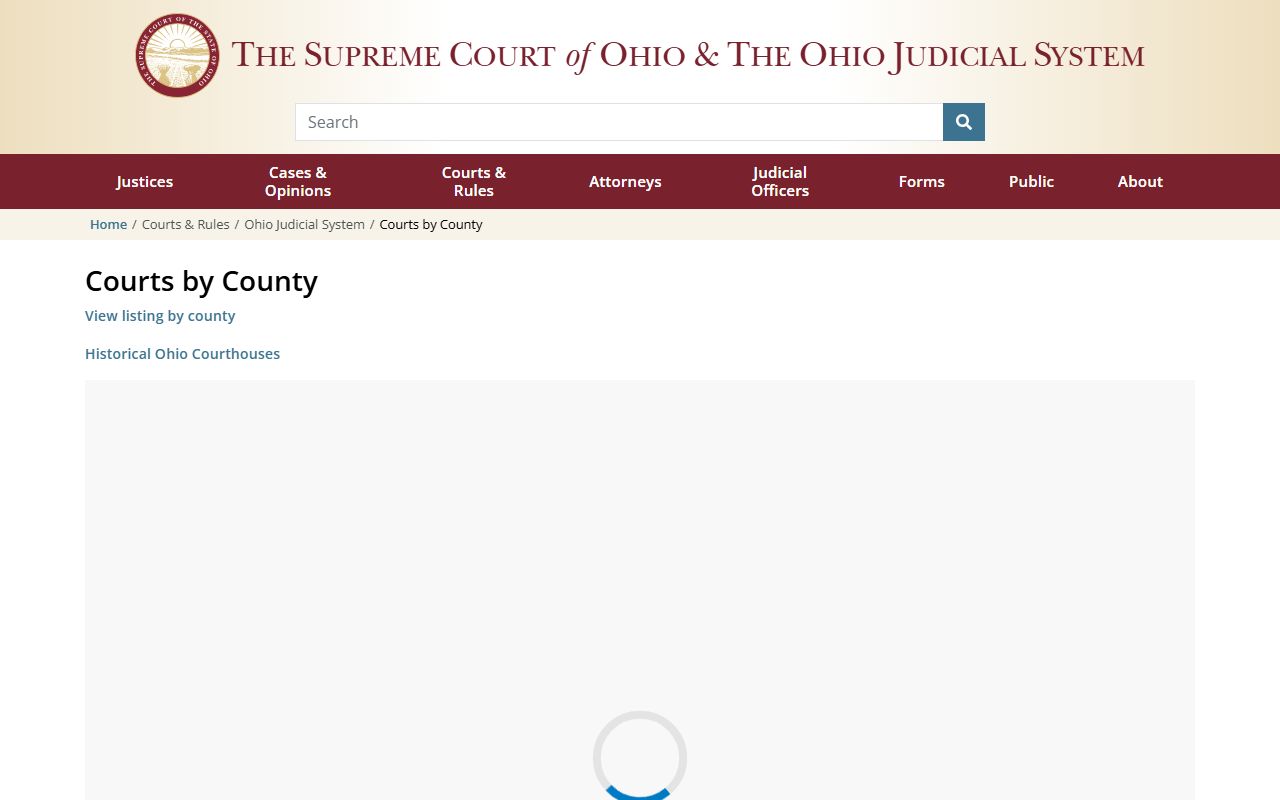 Ohio Supreme Court trial courts directory for police blotter records